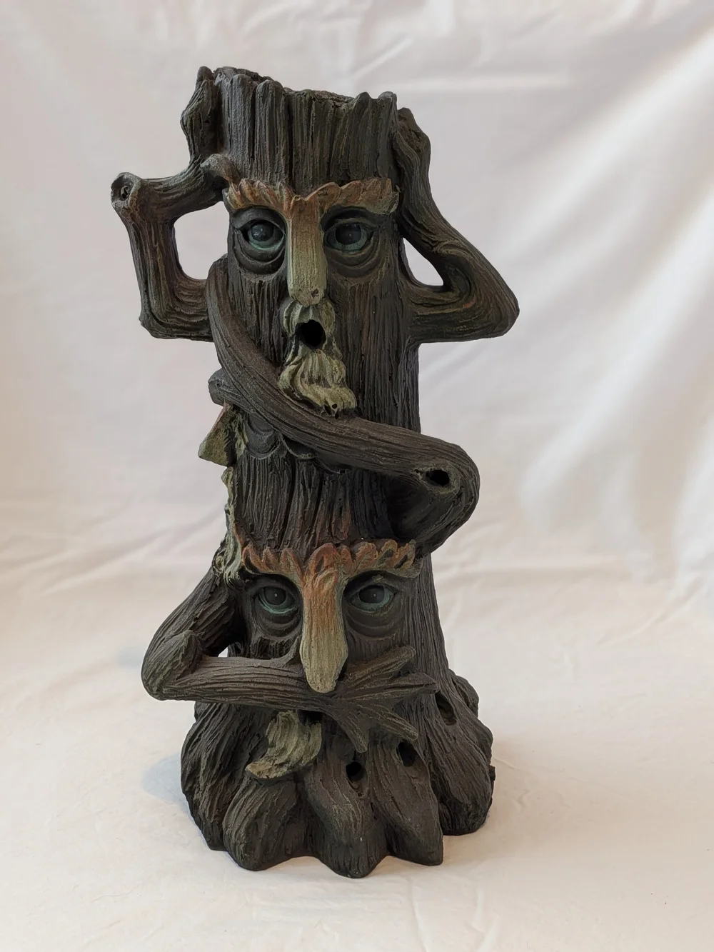 Woodland Tree Face Sculpture - Brown Home Art Decor - Picture 2 of 4